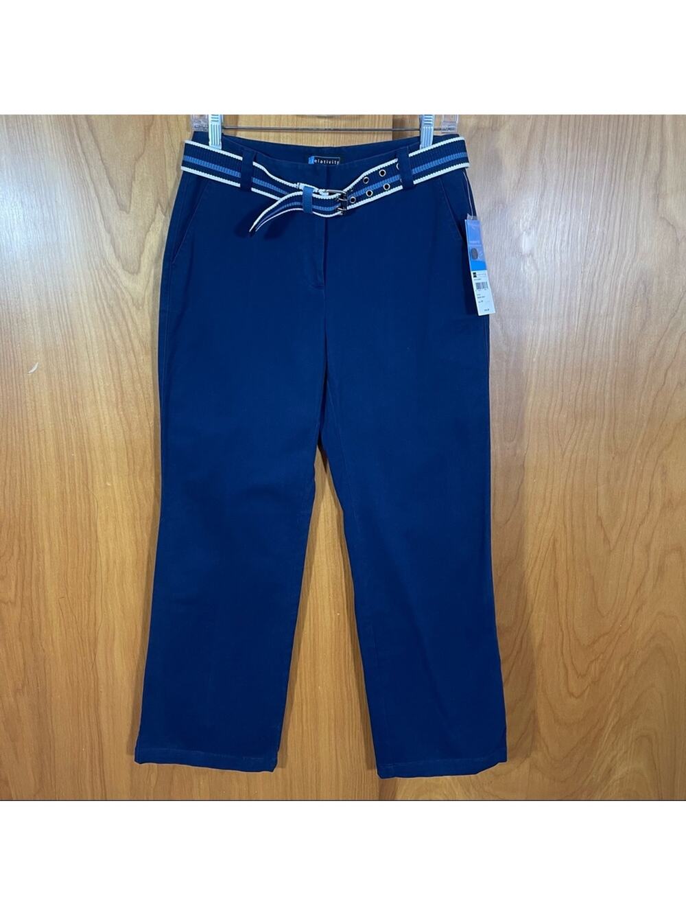 NWT Relativity Navy Slacks with Belt, Size 6P.